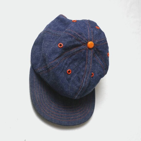 Vintage 70s Denim Trucker Snapback Hat Cap Blank USA Made - Picture 5 of 5